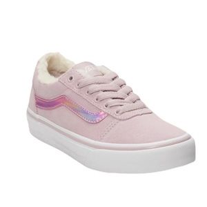 New! Vans Ward Girls' Skate Shoes Pink Lavender Suede Sherpa Lined Sneakers